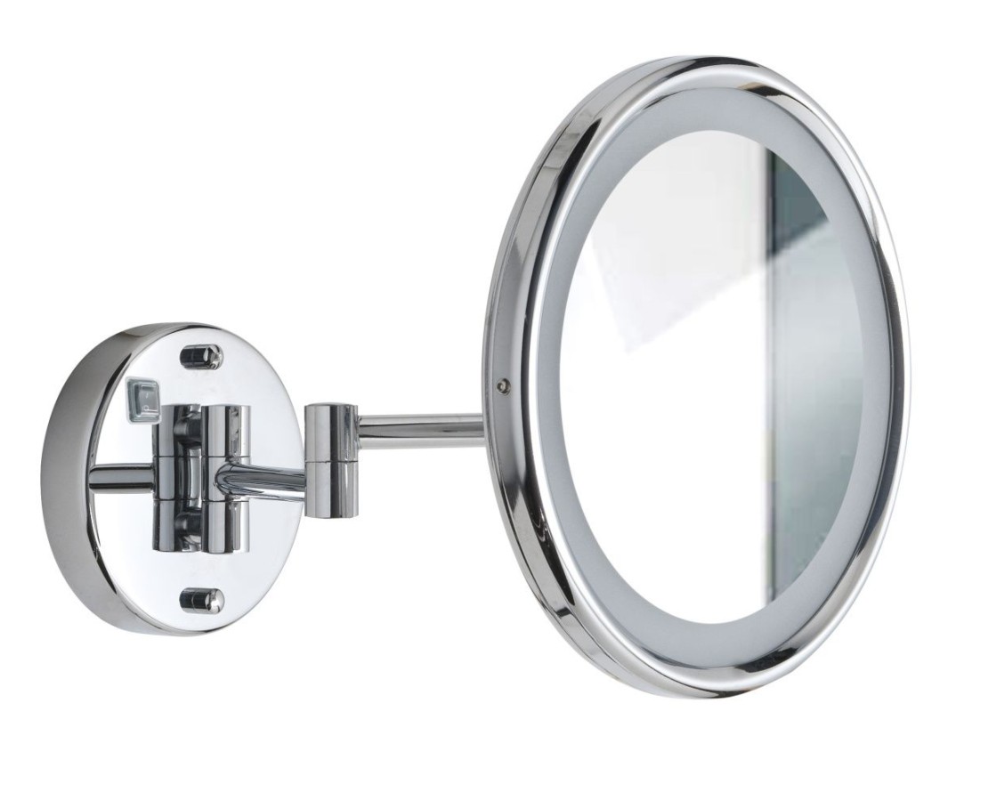 Gedy Sarah, настенное круглое косметическое зеркало (3x) с LED подсветкой (прямое подключение), цвет хром