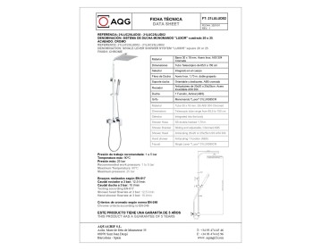 AQG Bold, душевая колонна регулируемая по высоте 78,5-143 см, cо смесителем и квадратным верхним душем 25х25 см, цвет хром