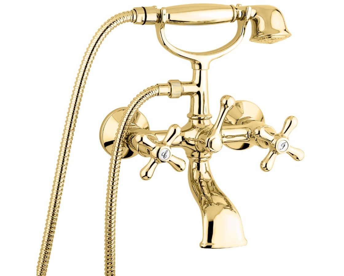 Emmevi Deco Classic, смеситель с ручным душем для ванной, цвет золото