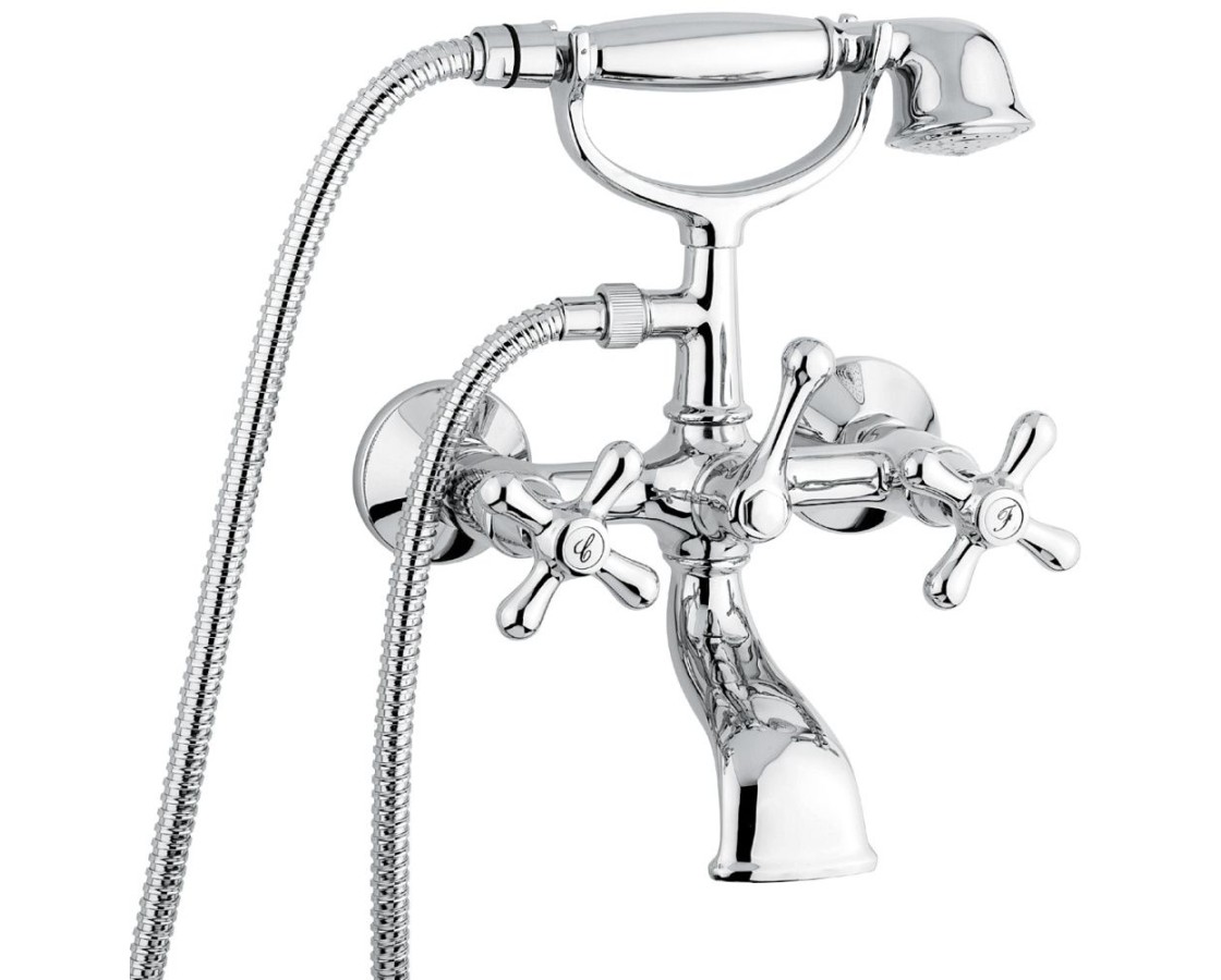 Emmevi Deco Classic, смеситель с ручным душем для ванной, цвет хром-золото