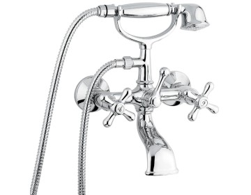 Emmevi Deco Classic, смеситель с ручным душем для ванной, цвет белый-хром