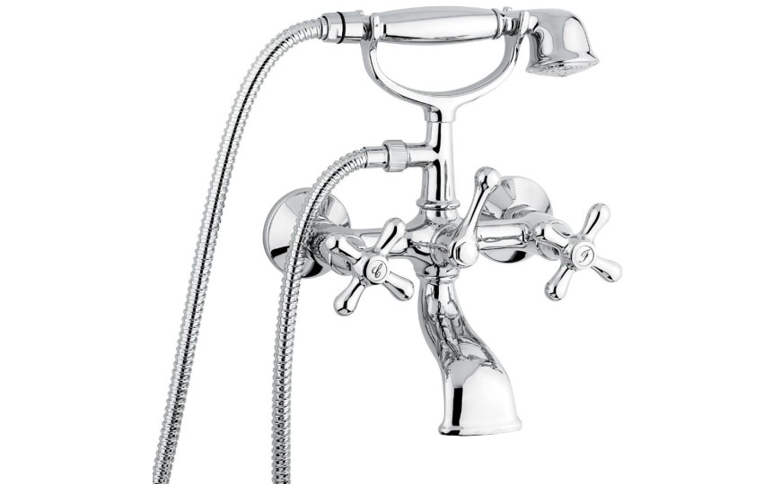 Emmevi Deco Classic, смеситель с ручным душем для ванной, цвет белый-хром