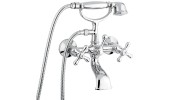 Emmevi Deco Classic, смеситель с ручным душем для ванной, цвет белый-золото