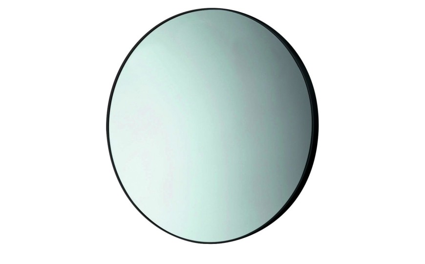 Gedy, круглое зеркало 60 см без подсветки с профилем из термопластика, цвет черный матовый