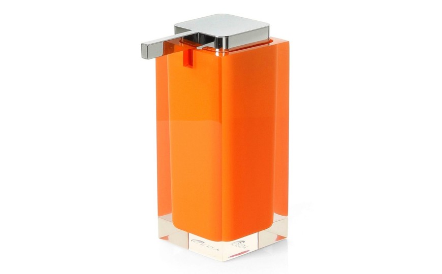 Gedy Rainbow, настольный дозатор с плоской пластиковой помпой, цвет хром - оранжевый