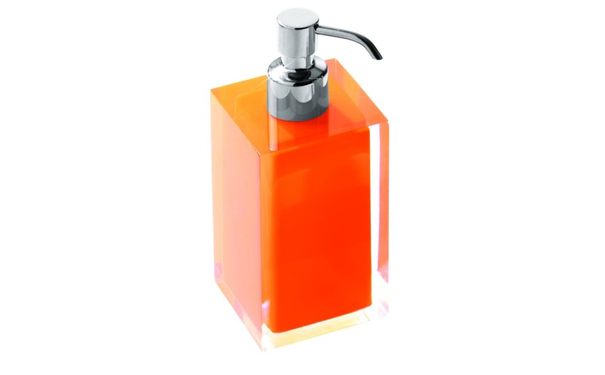 Gedy Rainbow, настольный дозатор с загнутой металлической помпой, цвет хром - оранжевый
