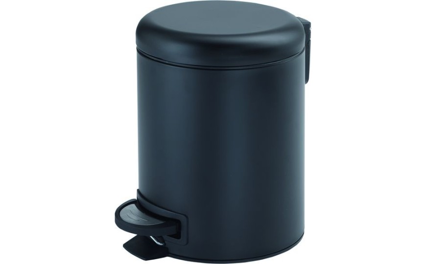 Gedy Potty, круглый контейнер для мусора с педалью (3 л.), крышка soft close, цвет черный матовый