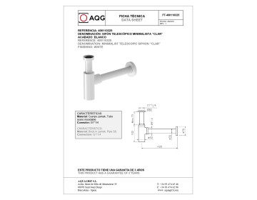 AQG, круглый сифон CLAR 1”1/4 из латуни, цвет белый матовый