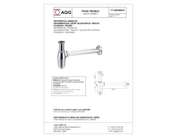 AQG, круглый бутылочный сифон MOD.B 1”1/4 из латуни, цвет хром