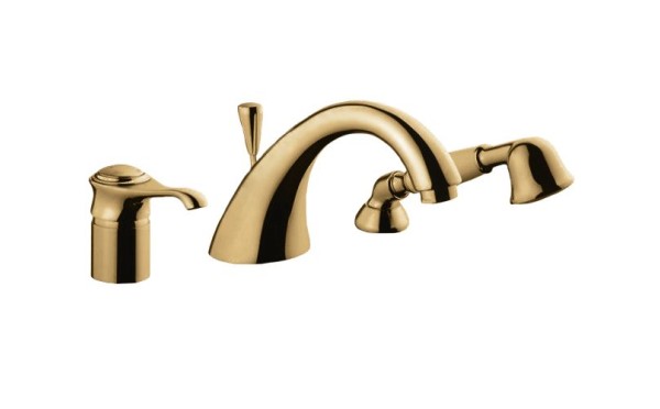 Emmevi Tiffany, комплект смесителя на борт ванны на 3 отверстия с ручным душем, цвет бронза