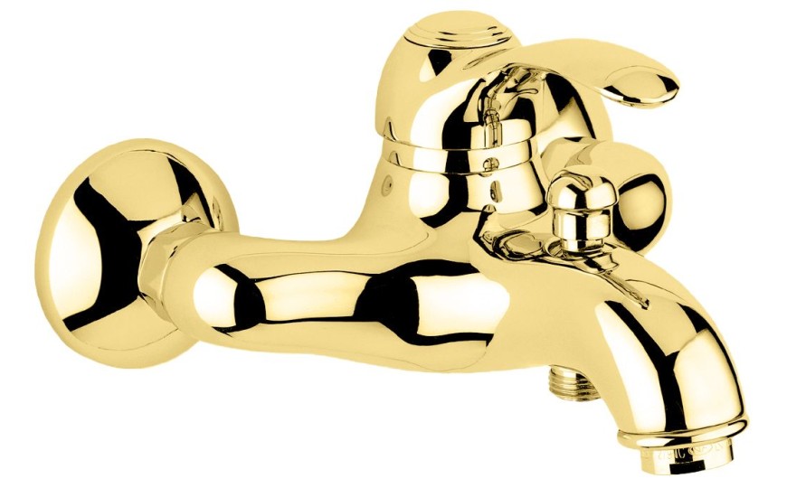 Emmevi Harmony, однорычажный смеситель для ванны (излив 22,5 см), без набора для душа, цвет золото