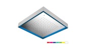 Daniel, квадратная потолочная душевая головка 57х57 см на карнизе с 7 цветной LED подсветкой и 1 режимом: дождь, цвет хром