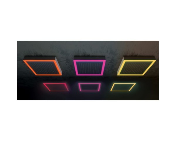 Daniel, квадратная потолочная душевая головка 57х57 см на карнизе с 7 цветной LED подсветкой и 1 режимом: дождь, цвет хром