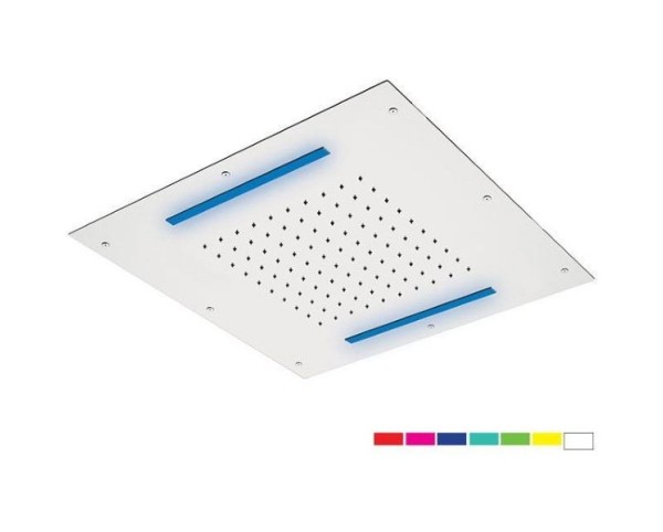 Daniel, квадратная потолочная душевая головка 50х50 см с 7 цветной LED подсветкой и 1 режимом: дождь, цвет хром