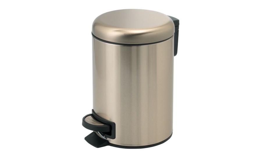 Gedy Potty, круглый контейнер для мусора с педалью (5 л.), крышка soft close, цвет матовое золото