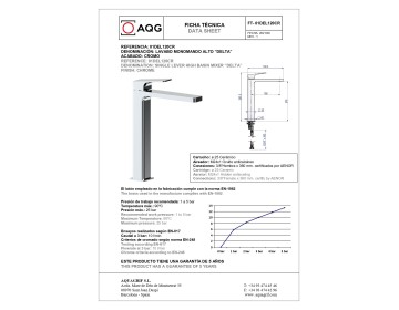 AQG Delta, высокий однорычажный смеситель для раковины без донного клапана, цвет хром
