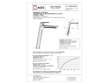 AQG Beta, высокий однорычажный смеситель для раковины без донного клапана, цвет хром