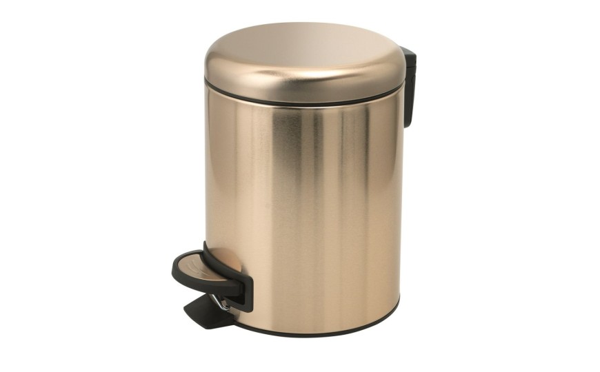 Gedy G-Potty, круглый контейнер для мусора с педалью-3 литра, цвет матовое золото