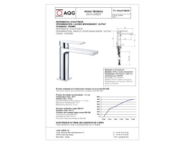 AQG Alpha, однорычажный смеситель для раковины без донного клапана, цвет хром