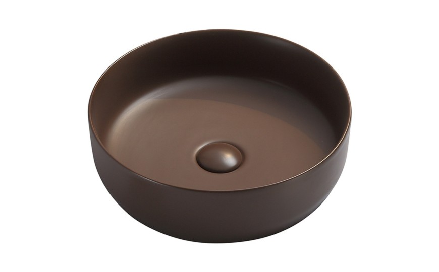 Умывальник чаша накладная круглая (цвет Темно-Коричневый Матовый) Ceramica Nova Element 390*390*120мм