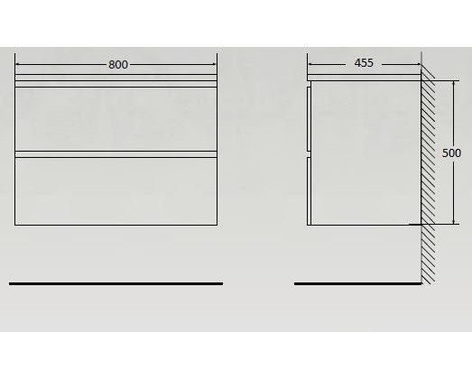 ALBANO База под раковину подвесная с двумя выкатными ящиками, Rovere Nature Grigio, 800x450x500, ALBANO-800-2C-SO-RNG