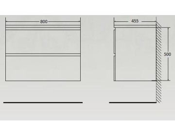 ALBANO База под раковину подвесная с двумя выкатными ящиками, Cemento Verona Grigio, 800x450x500, ALBANO-800-2C-SO-CVG