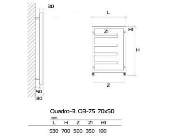 Полотенцесушитель водяной Приоритет Quadro-3 белый 70x50 см