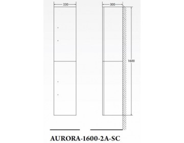 Колонна подвесная BelBagno AURORA, 330x300x1600, Bianco Lucido, AURORA-1600-2A-SC-BL-P-L, левосторонняя
