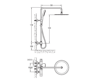 Душевая стойка с термостатическим смесителем, верхним и ручным душем CEZARES SIESTA-F-CD-T-01