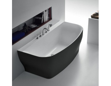 Акриловая ванна без перелива BELBAGNO BB74-NERO-W0, 1650x780x590