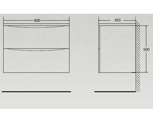 ACQUA База под раковину подвесная с двумя выкатными ящиками, Bianco Lucido, 800x450x500, ACQUA-800-2C-SO-BL