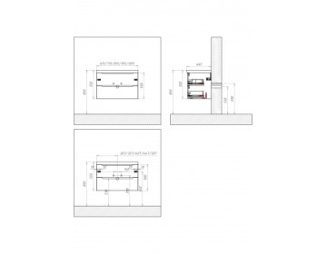 ETNA База под раковину подвесная с двумя выкатными ящиками, Rovere Grigio, 700x455x500, ETNA-700-2C-SO-RG-P