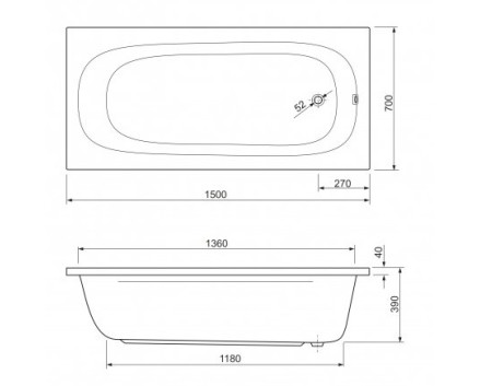 Акриловая ванна CEZARES PIAVE-150-70-41