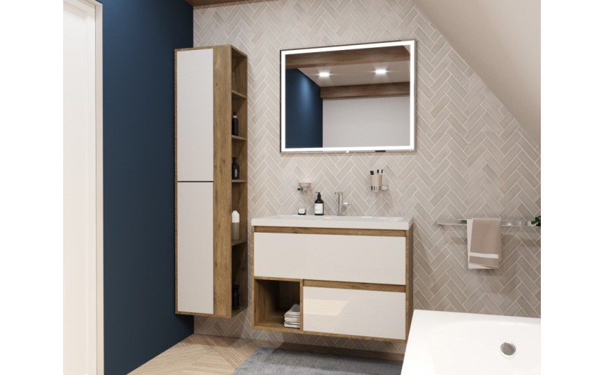 Комплект мебели для ванной комнаты подвесной Эстет Monaco Wood 900х476, 2 ящика